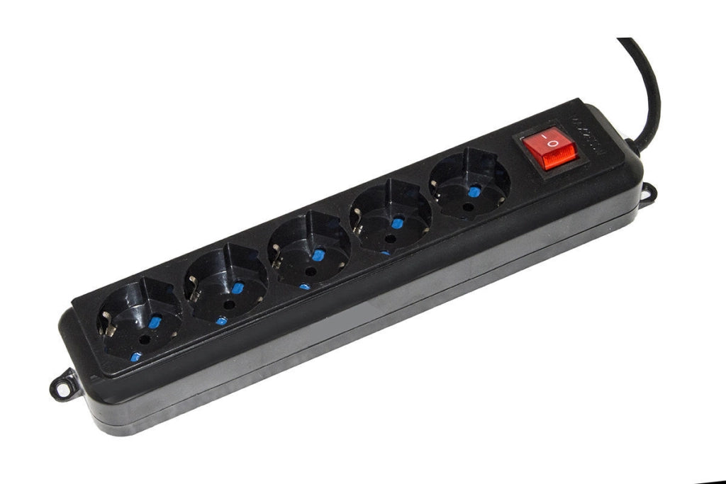 Emmegi LKMP05LN Multipresa 5 Prese Universali Ita Schuko 10-16A Spina 16A con Interruttore Protezione Sovraccarico colore Nero