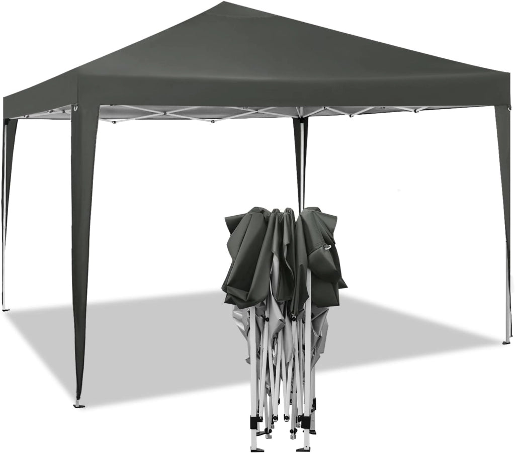 Gazebo da Giardino Richiudibile 3x3m Gazebo da Esterno in Ferro Regolabile in Altezza Tendone Pieghevole, Protezione Solare, Facile da Montare Grigio