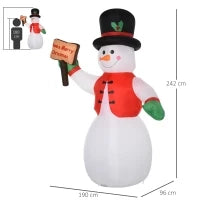 Pupazzo di Neve Gonfiabile Gigante 242cm con Luci a LED, Decorazione Natalizia per Esterno Impermeabile