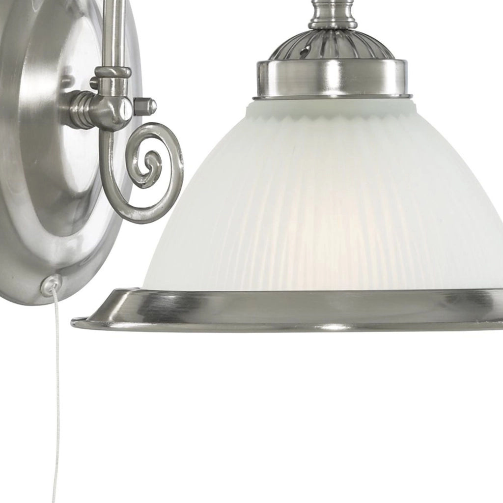 Applique Contemporanea American Dinner Acciaio Argento Vetro 1 Luce E27