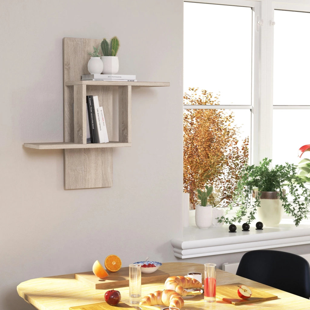 Mensola da parete in legno "Mill" - 64 x 20 x 70 cm - Rovere Sonoma