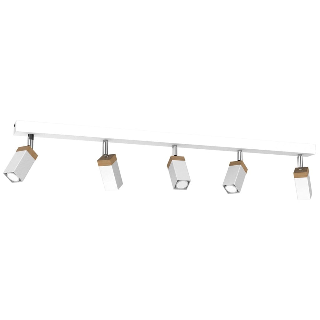 Plafoniera a barra Milagro SOLO 5x40W GU10 bianca legno chiaro