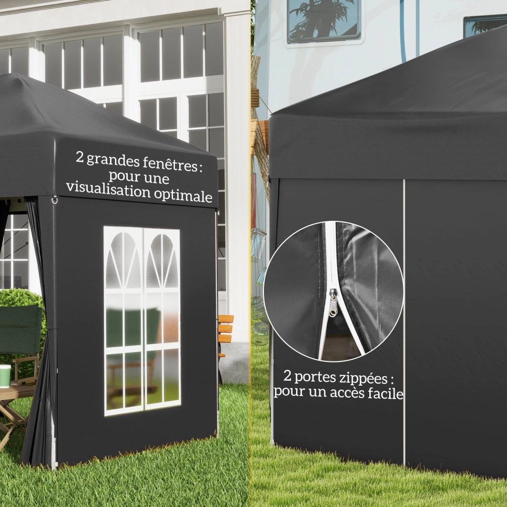 Tendone da giardino pieghevole regolabile in altezza protezione UV ¨C Zephmum ¨C 200x200x200 cm nero