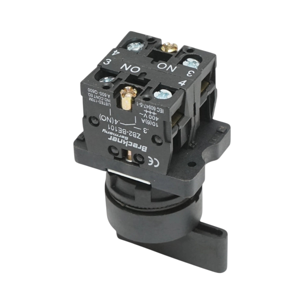 Selettore a 3 posizioni nero con blocco 2NO, 400V/10A, LAY5-EJ33 Breckner Germany