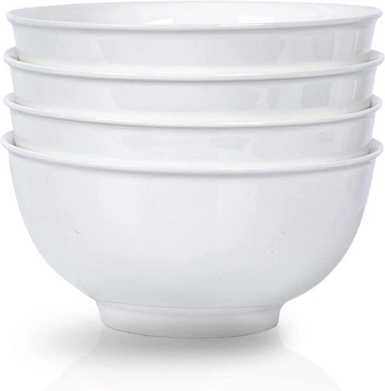 Insaliera grande 40oz 4pz insalata ceramica - set di insalatieri e zuppieri in porcellana - bianco Φ7inch - sicura in forno a microonde e lavastoviglie