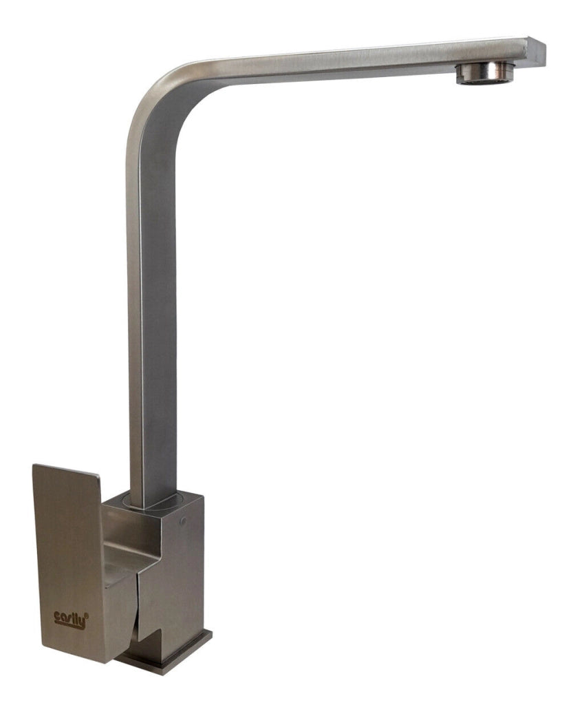 Rubinetto miscelatore in acciaio inox satinato canna alta lavello cucina 52690