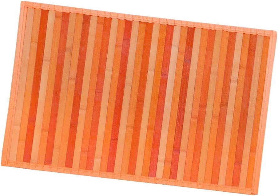 Tappeto Bamboo Legno 50x77 cm Stuoia Cucina Tovaglietta Colazione Retro Antiscivolo Arancione