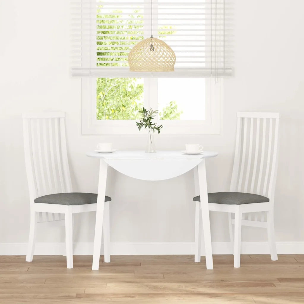 Sedie da Pranzo con Cuscini 2 pz Bianco Legno Massello di Hevea