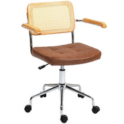 Sedia da Ufficio con Altezza Regolabile e Schienale in Rattan Sintetico ¨C zephmum ¨C Marrone 60x55,5x82-90 cm