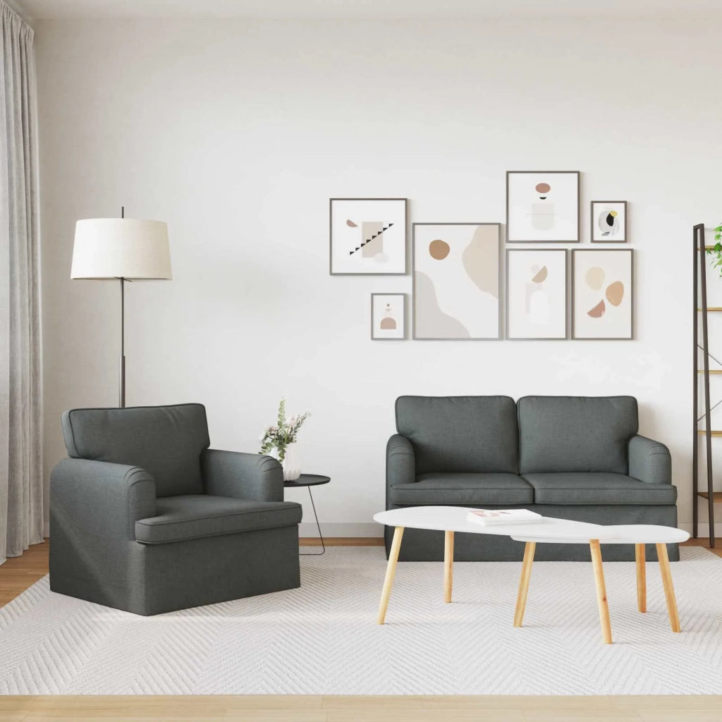 Set di divani 2 pcs Grigio scuro 144 x 80 x 85 cm Tessuto
