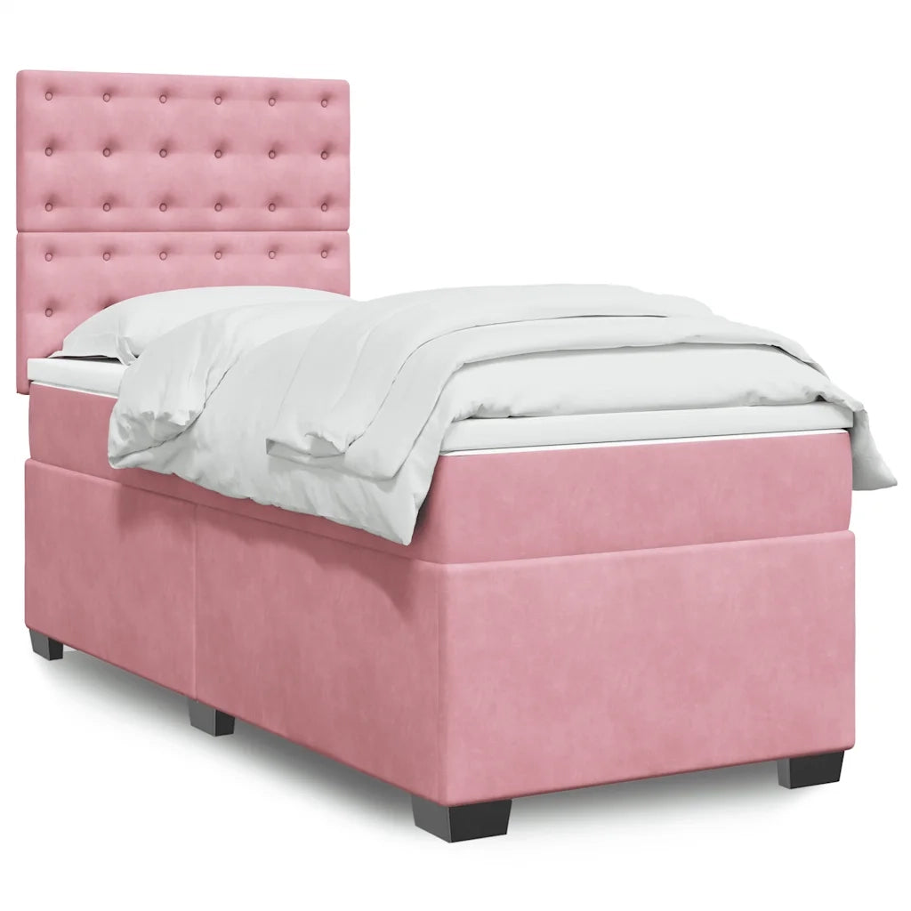Giroletto a Molle con Materasso Rosa 100x200 cm in Velluto 3293151