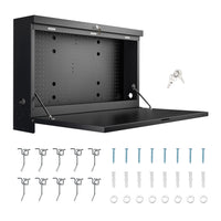 Banco da lavoro pieghevole a parete, portata fino a 50 kg, tavolo richiudibile con pannello porta attrezzi forato, in acciaio, 91,2 x 69 x 61 cm, con 2 chiavi, ideale per officine e garage