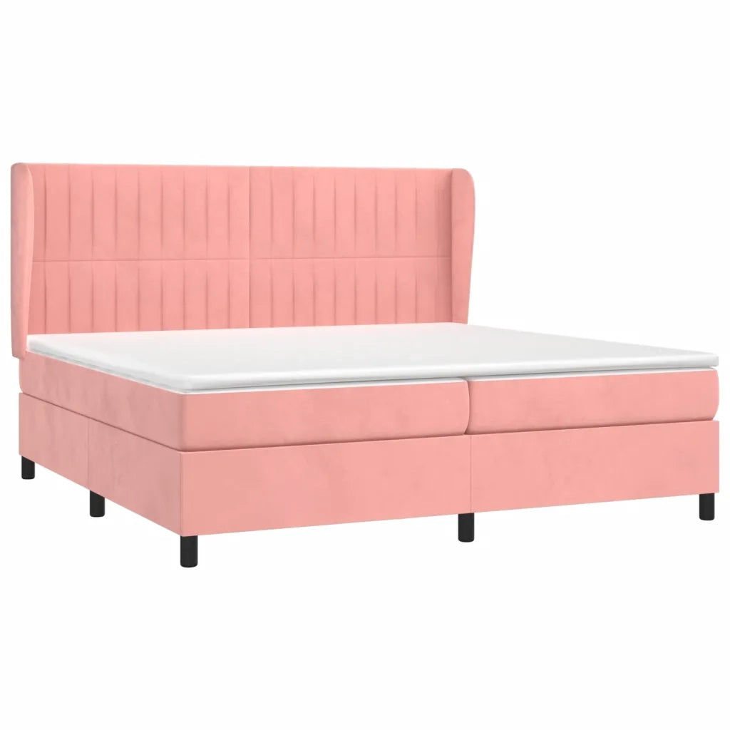 Giroletto a Molle con Materasso Rosa 200x200 cm in Velluto 3129356