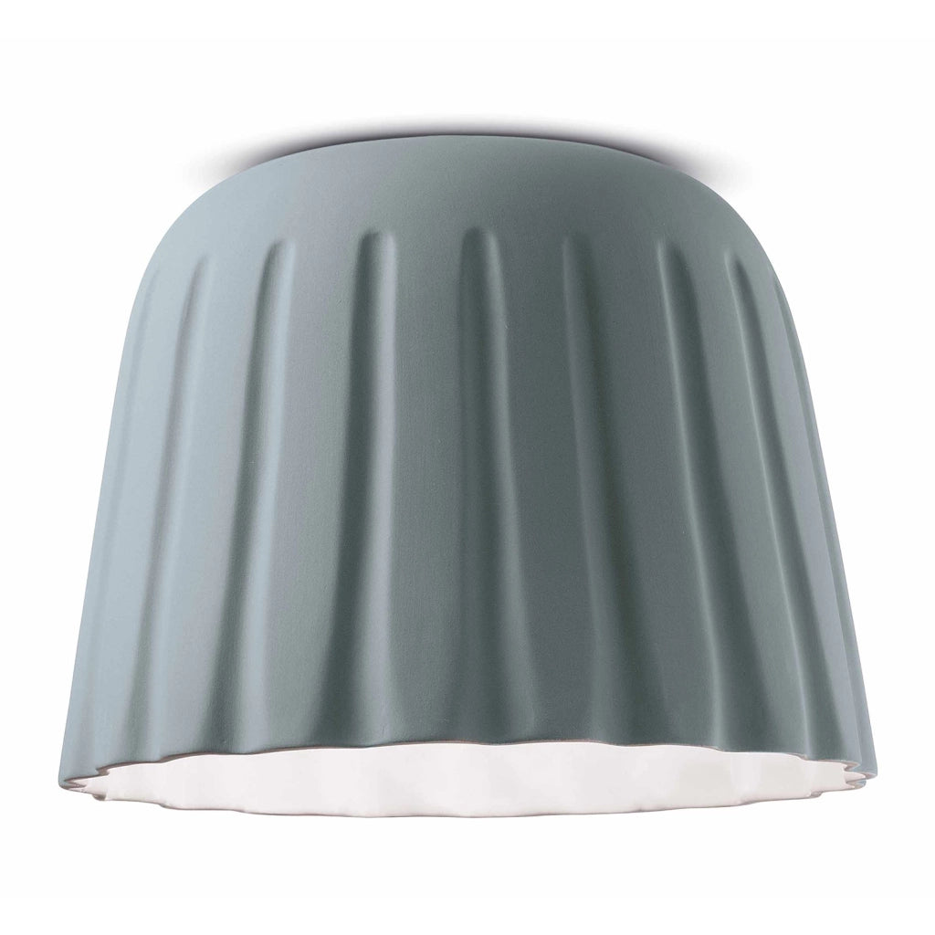 Plafoniera Piccola Vintage Decò Madame Gres Ceramica Grigio Tele 1 Luce E27