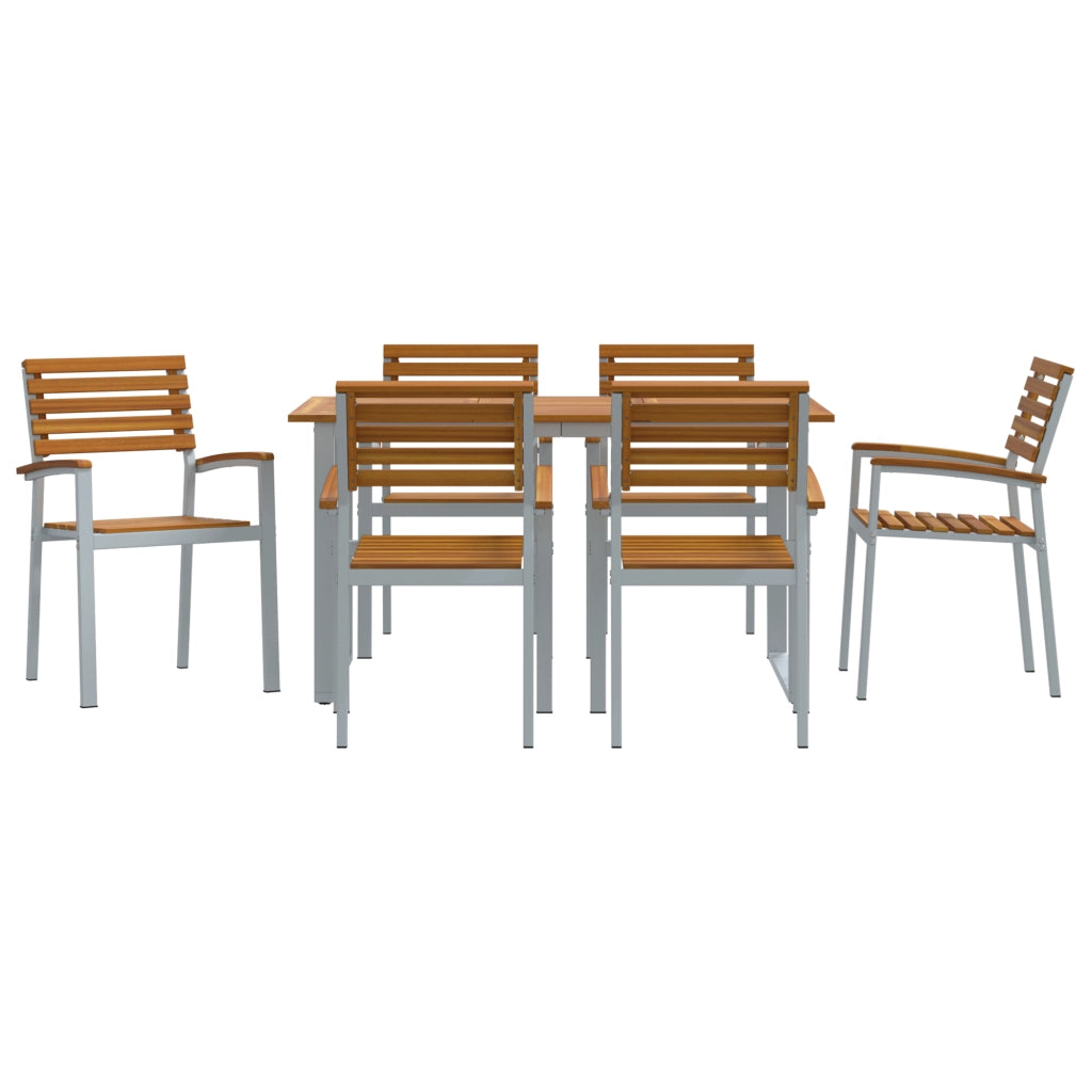 Set da Pranzo da Giardino 7 Pezzi in Legno Massello di Acacia e Metallo