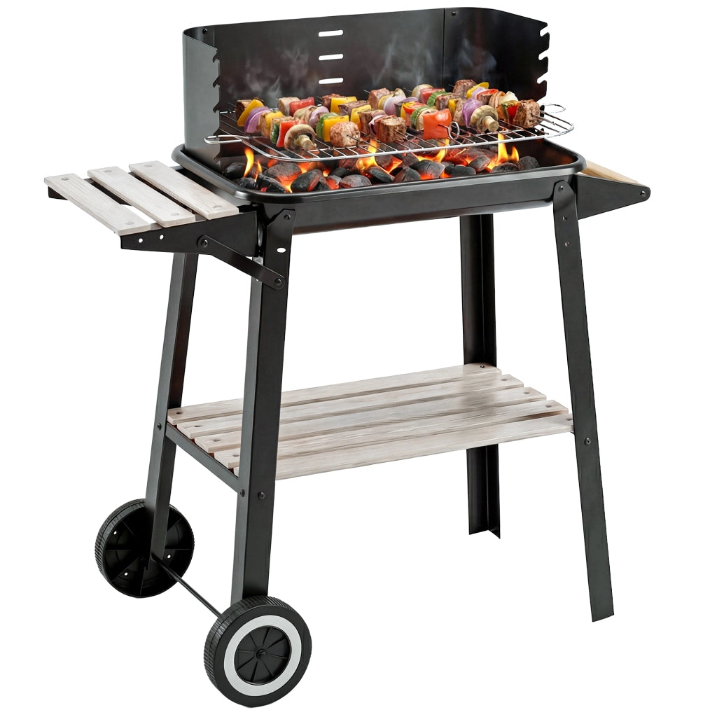 Barbecue a Carbone con Griglia Regolabile ¨C zephmum ¨C Nero, Acciaio, 83x37x87cm