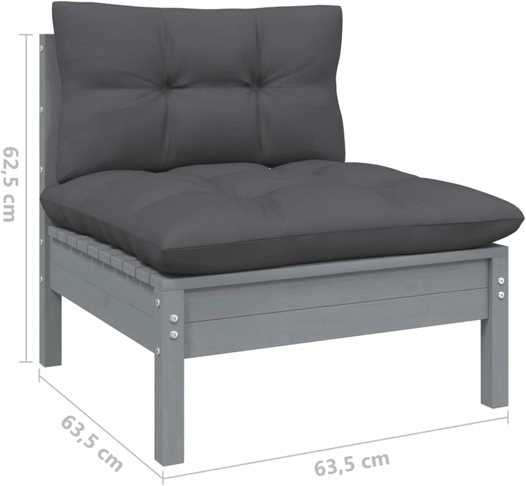 Set di mobili da giardino 6 pezzi e cuscini, mobili da giardino, set da giardino, set da giardino, divano da giardino in terrazza, legno di pino grigio