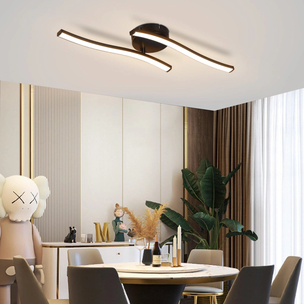 ZMH Lampada da soffitto LED nera design ondulato 3000K per soggiorno corridoio cucina