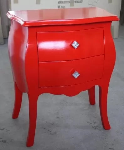 Comodino bombato legno rosso brillante 50x30x60 - Mobili 2G