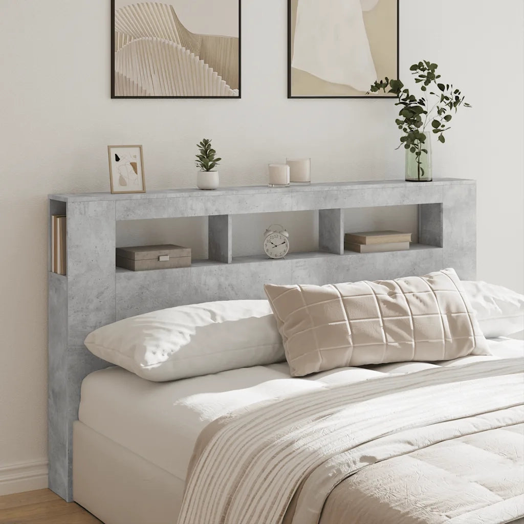 Testiera | Testata LED Grigio Cemento 180x18,5x103,5 cm Legno Multistrato