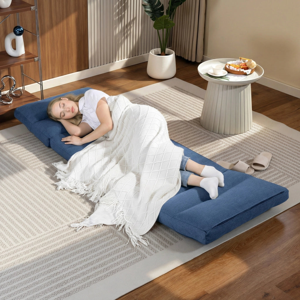 Poltrona letto inclinabile 90-180 gradi ¨C Zephmum ¨C Tessuto blu scuro 70x72x56 cm