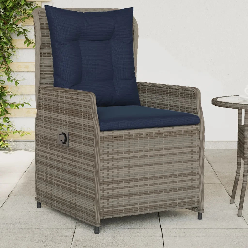 Sedie da giardino reclinabili 2 pz in Polyrattan Grigio 368659