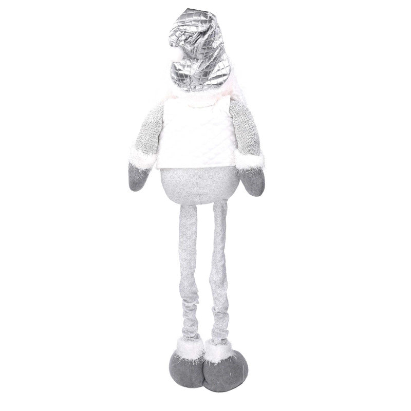 Babbo natale tessuto bianco con gambe telescopiche grigio cm 29x11h58/96