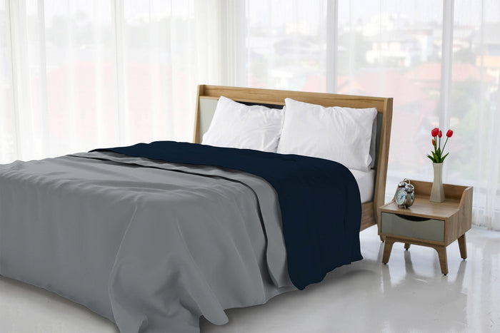 Lenzuolo Sopra in Tinta Unita Blu Scuro Matrimoniale Maxy