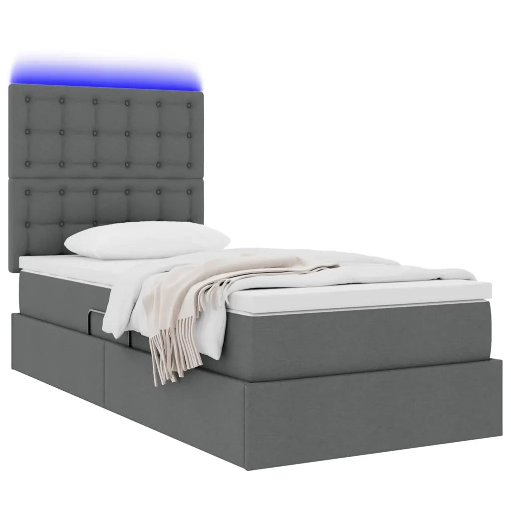 Letto con contenitore e LED Grigio scuro 90 x 200 cm Poliestere 3372517