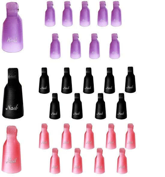 Set di rimozione smalto a clip 30 pezzi - riutilizzabile - antiscivolo - sostenibile - per uso domestico e professionale - clip per unghie