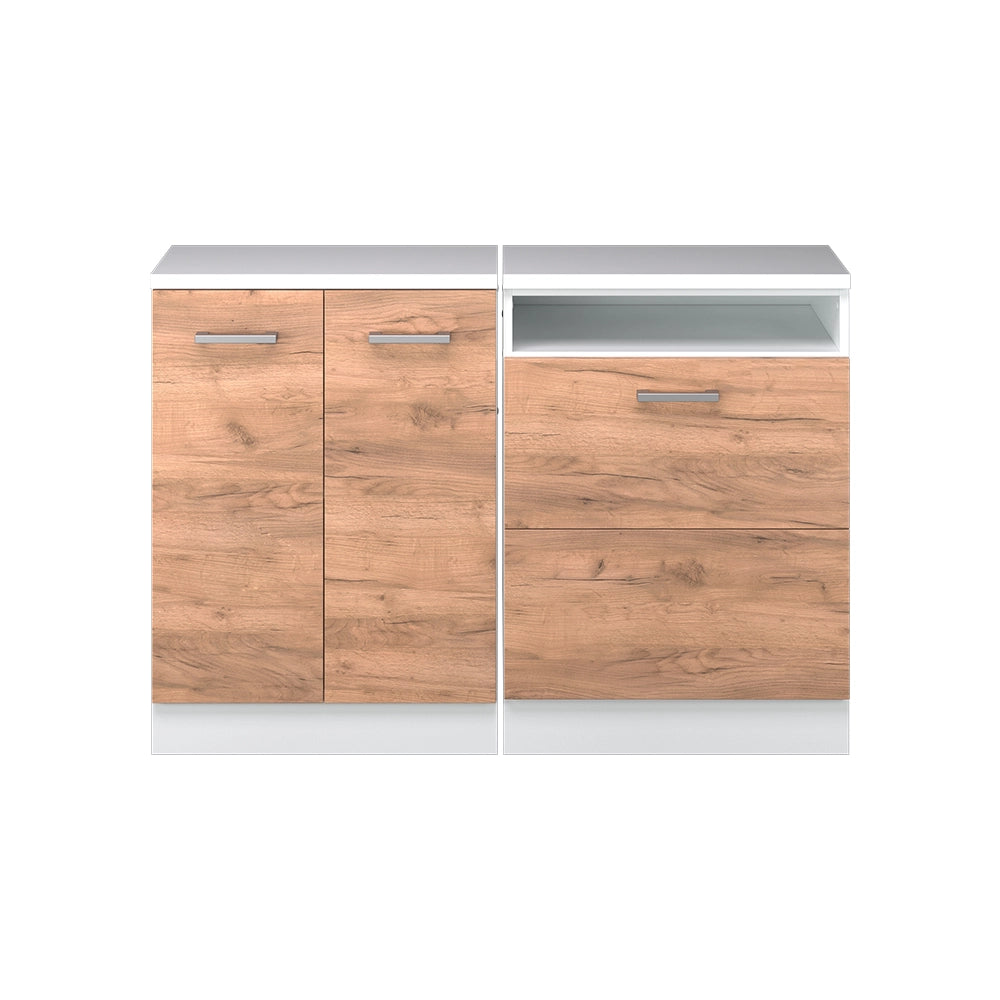 Set di mobili sottotetto Rion Rovere dorato/Bianco 120 cm Set di 2 carcasse armadio profondità 60 cm Vicco
