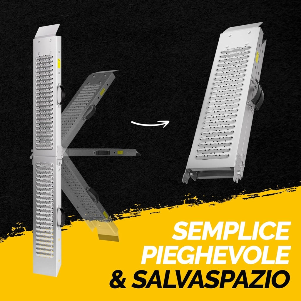2x Rampa di Carico Pieghevole Max. 400kg Acciaio Zincato Antiscivolo Pedane Moto Quad