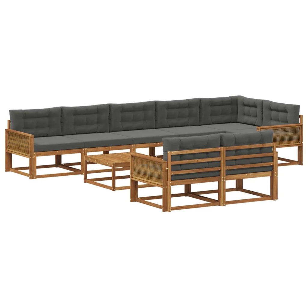 Set di divani da esterno con cuscino 9 pcs Naturale e Antracite 3382690