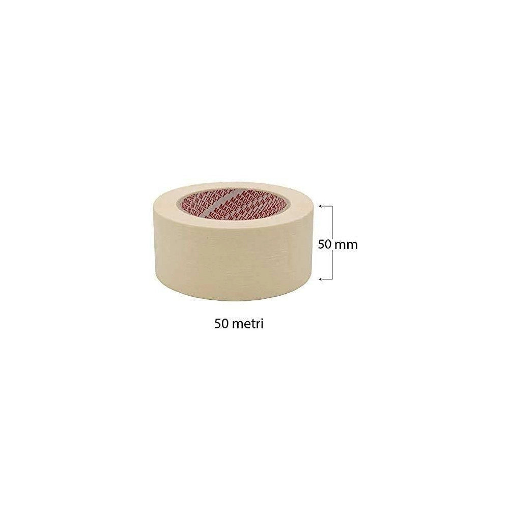 Trade Shop - Nastro Carta Gommata Professionale 6 Rotoli 50x50 Mt Per Mascherature Pittura -