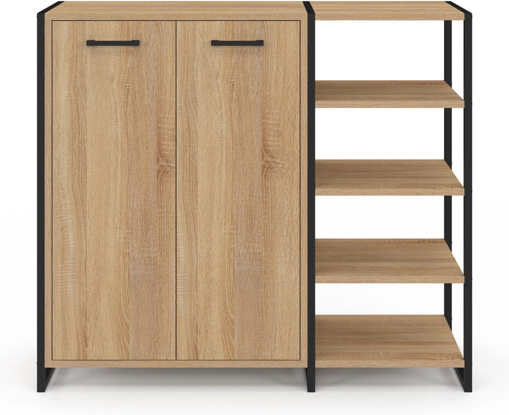 Scarpiera 12 paia LUIS 2 porte con 4 ripiani design industriale