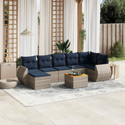 Set Divani da Giardino 8 pz con Cuscini Grigio in Polyrattan 3225116