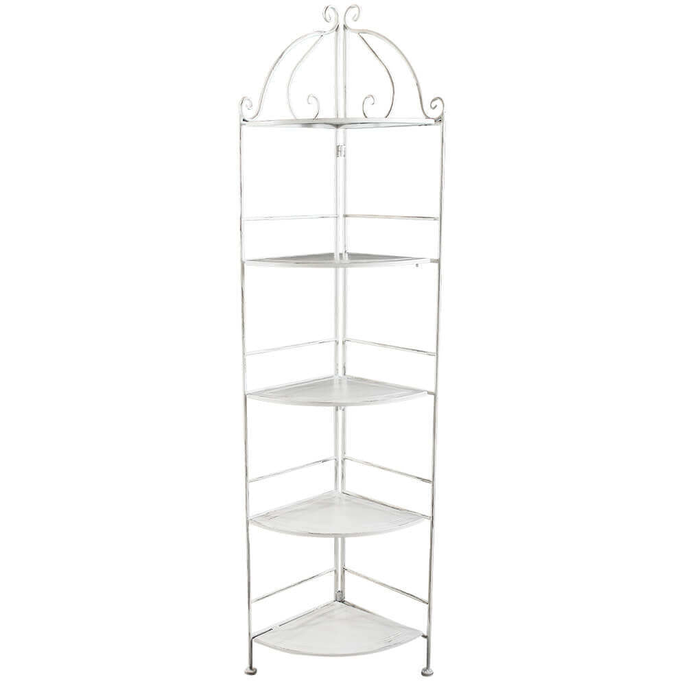 Portapiante Arianne 5 Piani Ad Angolo 50x35x175 h cm in Acciaio Bianco