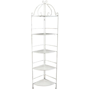 Portapiante Arianne 5 Piani Ad Angolo 50x35x175 h cm in Acciaio Bianco