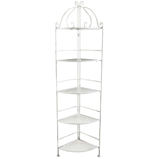 Portapiante Arianne 5 Piani Ad Angolo 50x35x175 h cm in Acciaio Bianco