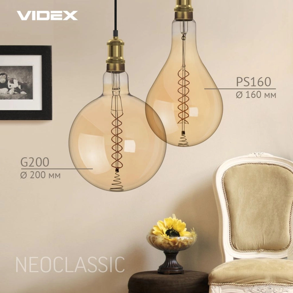 Lampadina LED G200 ambra 8W E27 500lm 1800K Videx