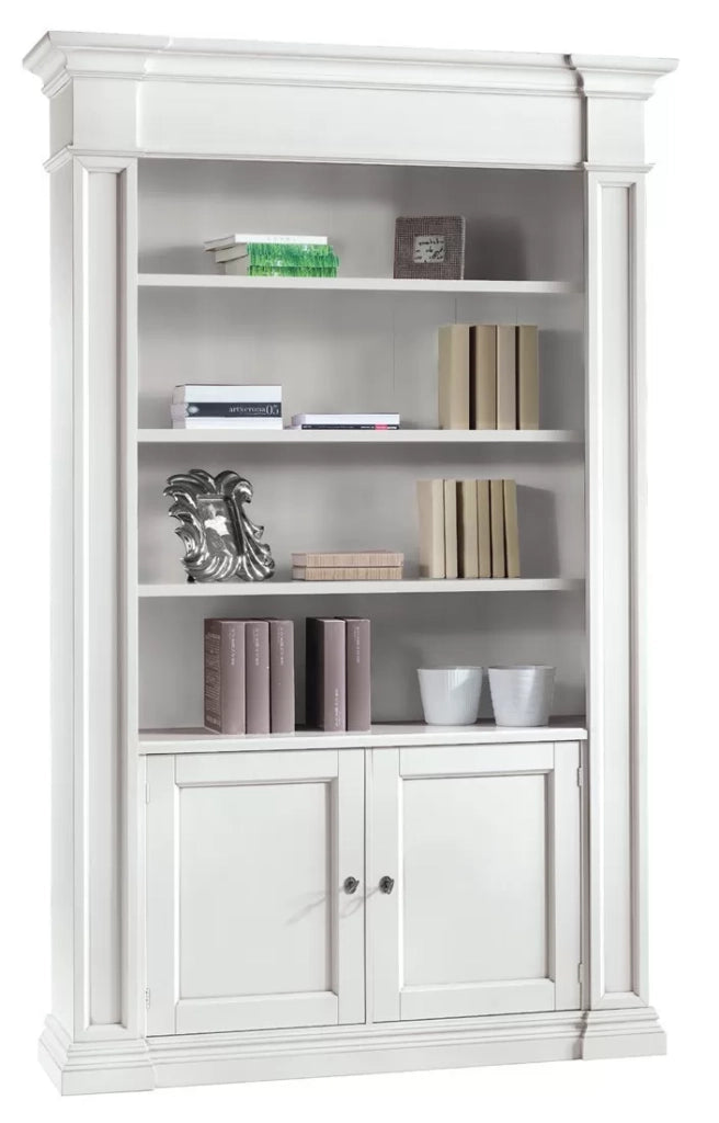 Libreria classica 2 porte in legno bianca 140x40x220 (1457) - Mobili 2G