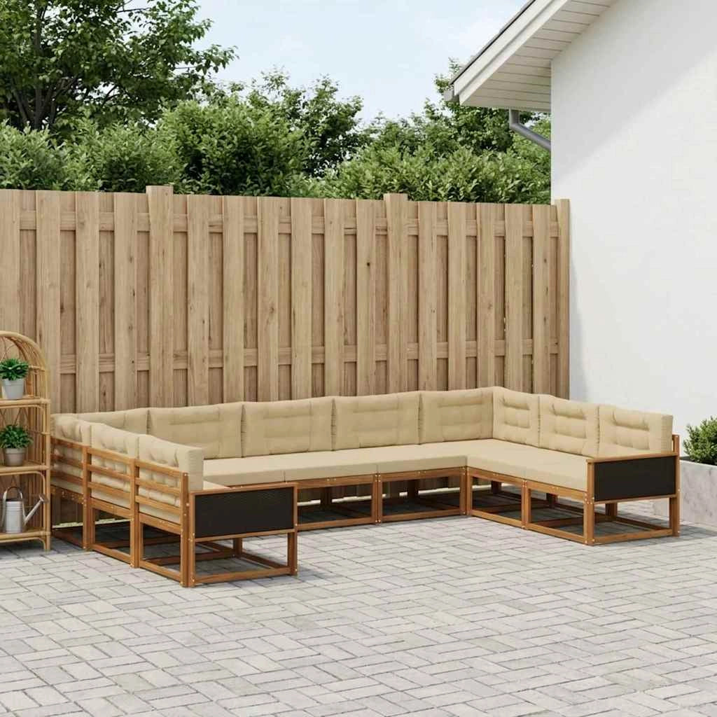 Set di divani da esterno 9 pz Naturale e Beige 3382876