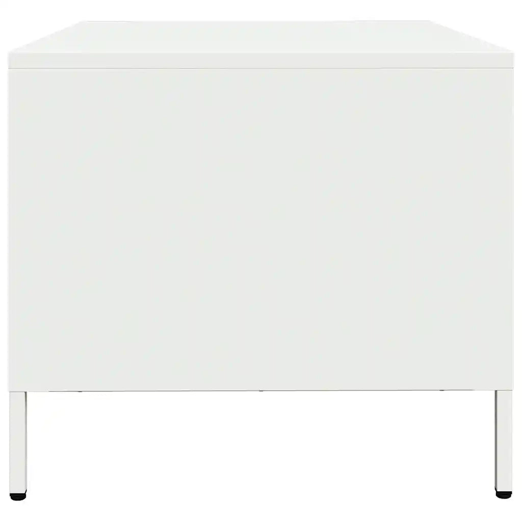 Tavolino Bianco 101,5x50x43,5 cm in Acciaio Laminato a Freddo
