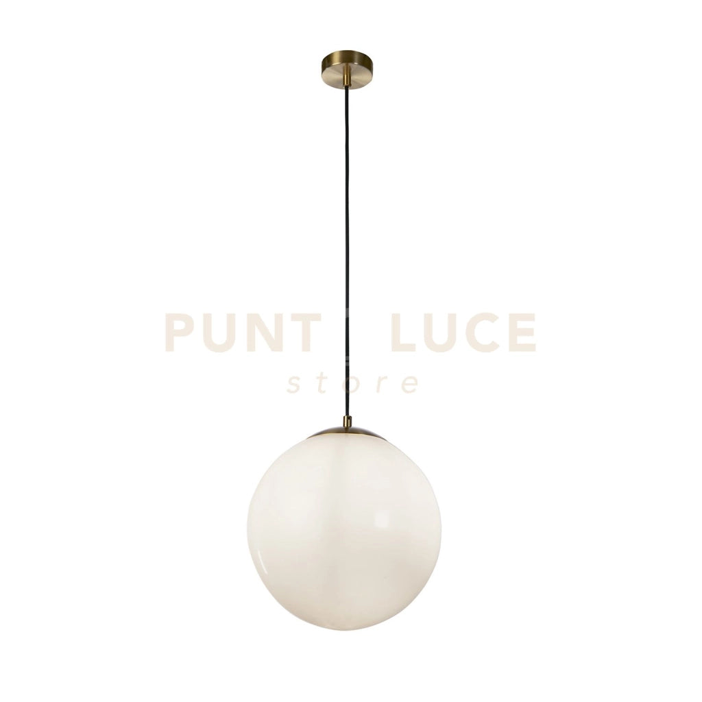 Atom II Pendant - Ottone satinato e vetro opalino