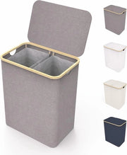 Wastebasket a doppio contenitore - XXL 150 L - Grande contenitore per la raccolta rifiuti con 2 tasche e coperchio rimovibile