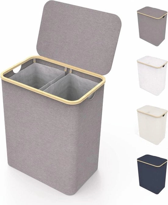 Wastebasket a doppio contenitore - XXL 150 L - Grande contenitore per la raccolta rifiuti con 2 tasche e coperchio rimovibile