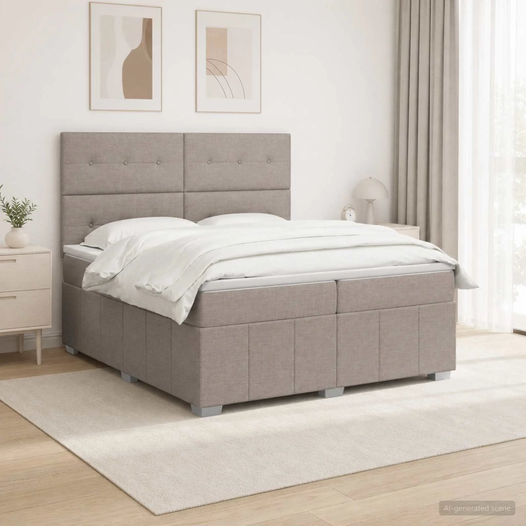 Letto box spring con materasso Tortora 200 x 200 cm Tessuto 3454222