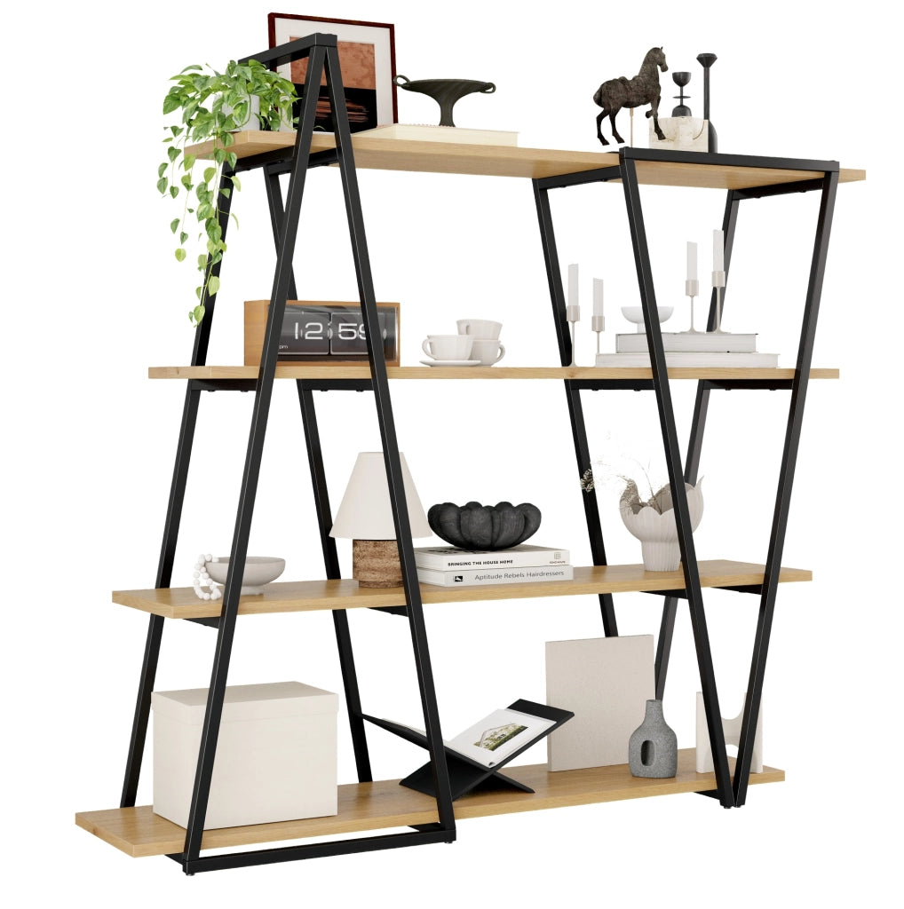 Scaffale geometrico in metallo e MDF 158×35×166 cm