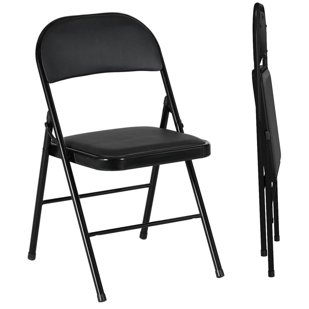 Set 2 Sedie Pieghevoli da Ufficio ¨C Xylo ¨C Gambe Metallo, Similpelle Nero