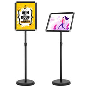 Set di 2 porta poster autoportanti 33 x 45 cm altezza regolabile da 89,5 a 134 cm rotazione di 360 gradi stile moderno alluminio nero 20_0012477